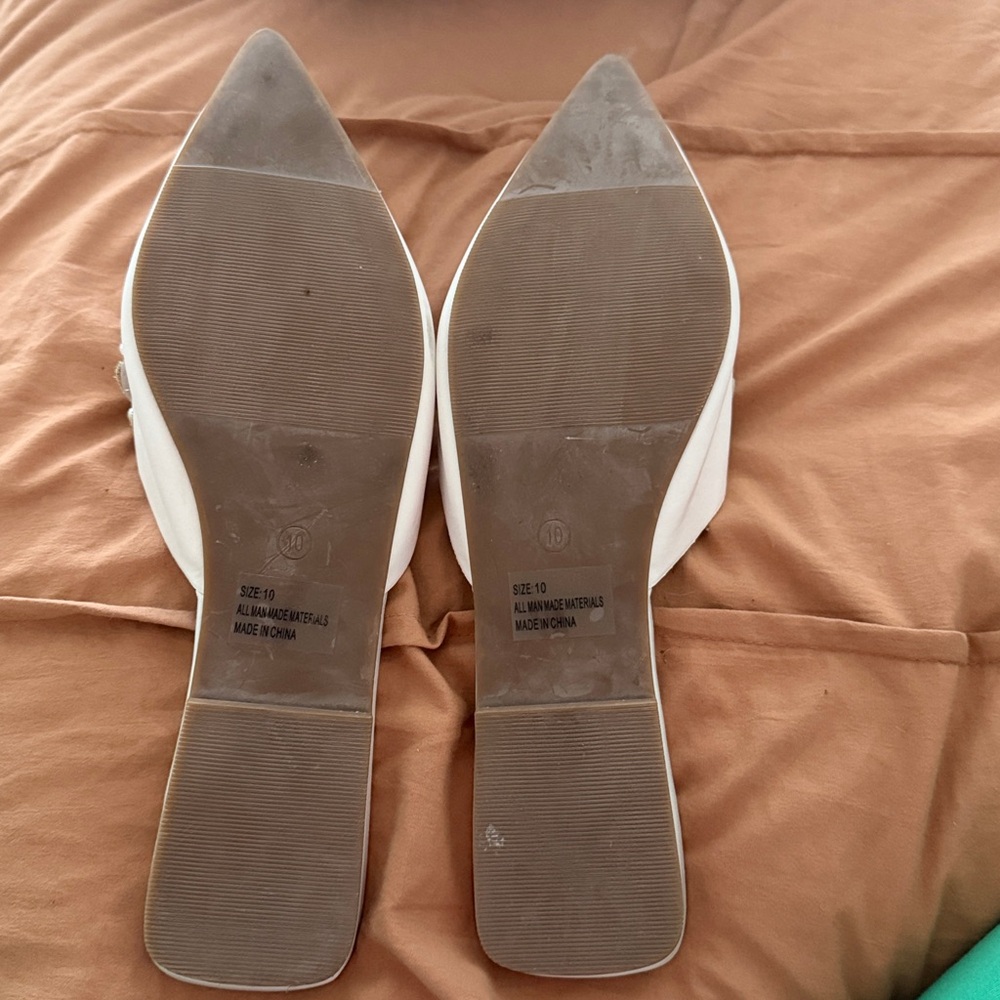 Lulu's white satin Embellished Mules - Picture 3 of 3
